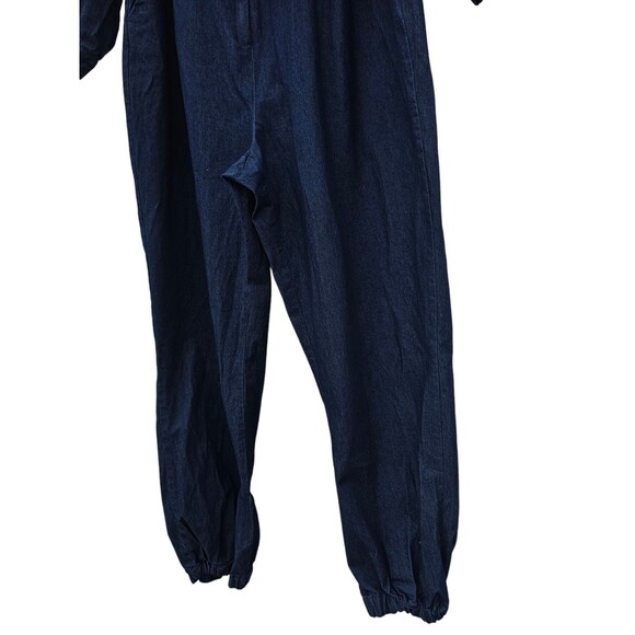 Ashley Stewart Woman Plus 18 Denim Jogger Jumpsuit  Blue Dark Wash Belt Full Zip - Picture 15 of 15